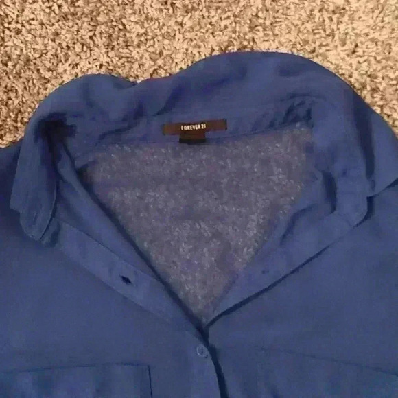 Blue Button down Blouse - Picture 3 of 4